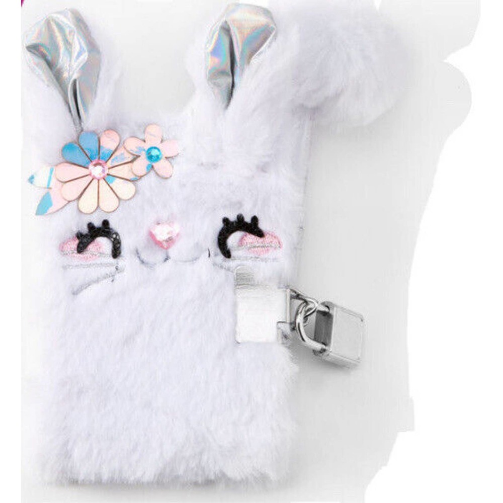 Claire's Club White BUNNY Plush Mini Lock Diary New with Tags